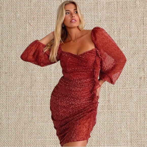 Astr Dresses & Skirts - Astr rust Long Sleeve Dress